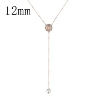 (image for) Mini Snap 12mm Rose Gold Y Lariat Clear Drop Necklace 18"
