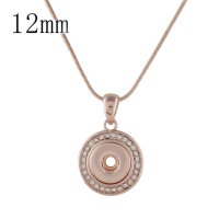 (image for) Mini Snap 12mm Halo Necklace Clear Stones Rose Gold Tone