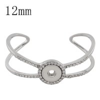 (image for) Mini Snap 12mm - Bracelet Twist Cuff Bangle Clear Rhinestones