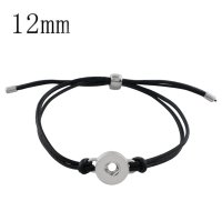 (image for) Mini Snap 12mm - Bracelet Friendship - Black Leather
