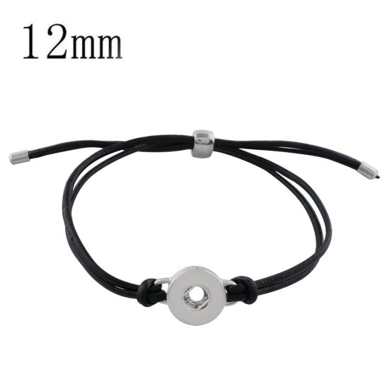 (image for) Mini Snap 12mm - Bracelet Friendship - Black Leather - Click Image to Close