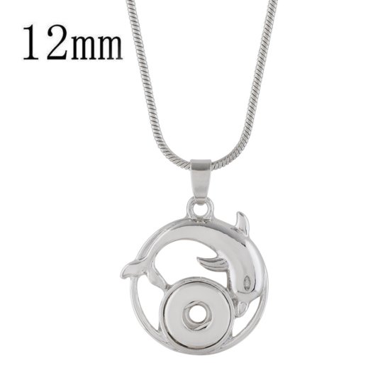 (image for) Mini Snap 12mm - Necklace & Pendant Silver-tone Dolphin - Click Image to Close