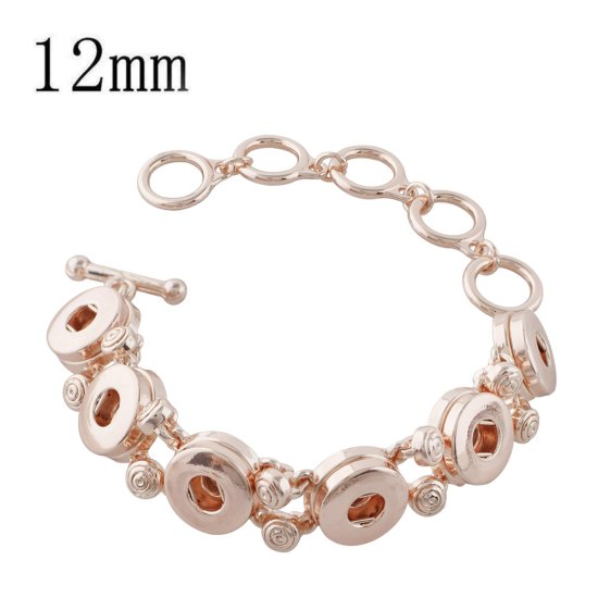 (image for) Mini 12mm Snap Rose Gold Toggle Bracelet Holds 6 Snaps - Click Image to Close