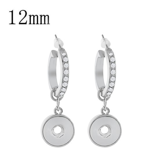 (image for) Mini 12mm Snap Jewelry Rhinestone Hoop Drop Earring - Click Image to Close