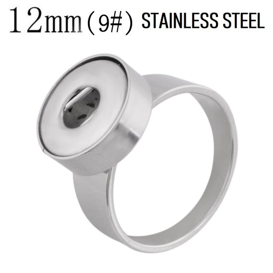 (image for) 12mm Mini Snap Jewelry Ring - Stainless Steel - Size 9 - Click Image to Close