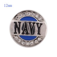 (image for) Mini Snap 12mm - Rhinestone Navy Military