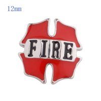 (image for) Mini Snap 12mm - Rhinestone Fire Dept Firemen