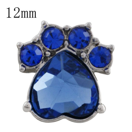(image for) Mini Snap Jewelry Paw Print Dog Rhinestone fits 12mm Petite Ginger Accessories - Click Image to Close