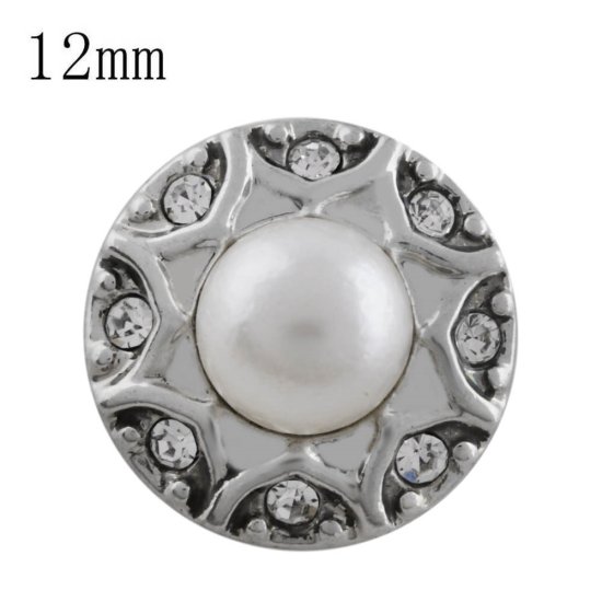 (image for) Mini 12mm Snap Jewelry Pearl & Rhinestone - Click Image to Close