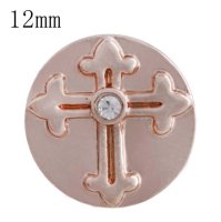 (image for) Mini Snap 12mm - Cross with Clear Stone in Rose Gold