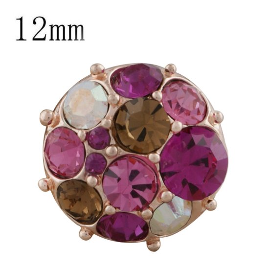 (image for) Mini 12mm Snap Jewelry Rose Gold Multicolor Cluster Crystal fits Petite Charms - Click Image to Close