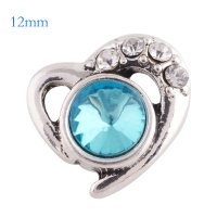 (image for) Mini Snap Jewelry Heart Blue Rhinestone fits 12mm Petite Ginger Style Charms