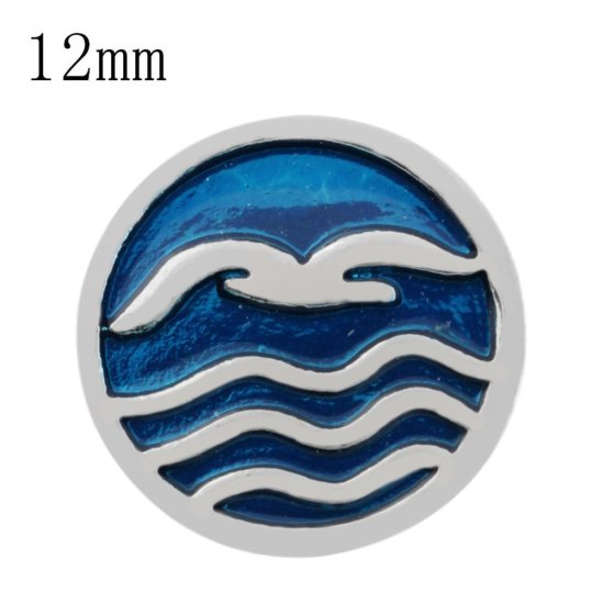 (image for) Mini 12mm Enamel Seagull Bird in Ocean Waves - Click Image to Close