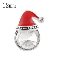 (image for) Mini 12mm snap Jewelry Enamel Christmas Holiday Santa Hat