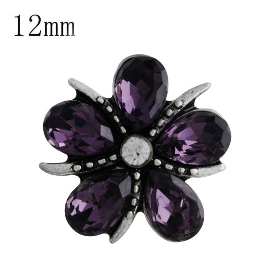 (image for) Mini Snap 12mm - Flower in Purple Petals - Click Image to Close