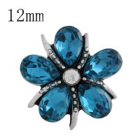 (image for) Snap Jewelry Mini 12mm Rhinestone Light Blue Flower fits Petite Ginger Snaps