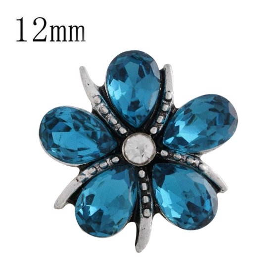 (image for) Snap Jewelry Mini 12mm Rhinestone Light Blue Flower fits Petite Ginger Snaps - Click Image to Close