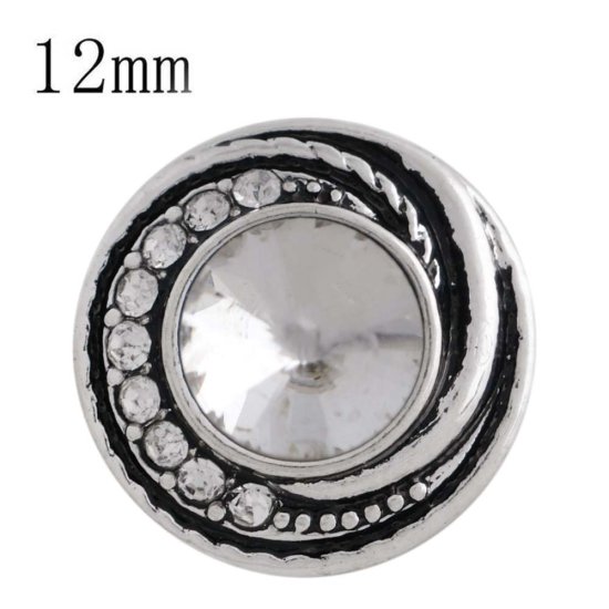 (image for) Mini 12mm Faceted Rhinestone Swirl Snap - Clear - Click Image to Close