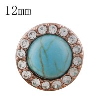(image for) Mini 12mm Gemstone Turquoise Dome Halo Rose Gold