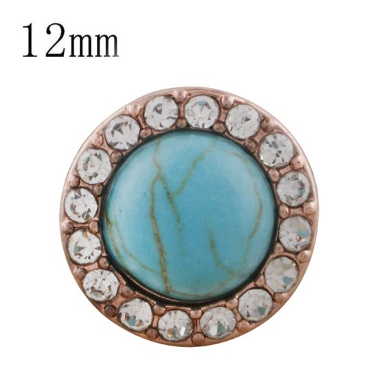 (image for) Mini 12mm Gemstone Turquoise Dome Halo Rose Gold - Click Image to Close