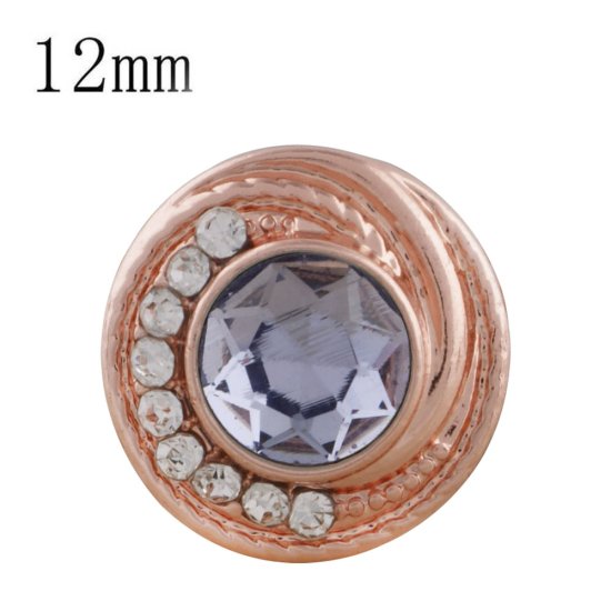 (image for) Mini 12mm Faceted Rhinestone Swirl Snap - Lavender Purple RG - Click Image to Close