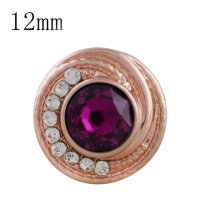 (image for) Mini 12mm Snap Jewelry Rose Gold Pink Swirl Rhinestone fit Petite Ginger Charm