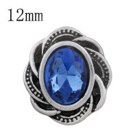 (image for) Mini 12mm Blue Faceted Oval Rhinestone Vintage Swirl Design