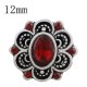 (image for) Mini 12mm Faceted Oval Rhinestone Snap - Red in Flower Design