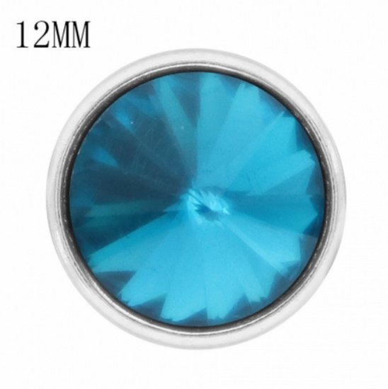 (image for) Mini Snap Jewelry Teal Blue Rhinestone Stud fits 12mm Petite Ginger Style Charm - Click Image to Close