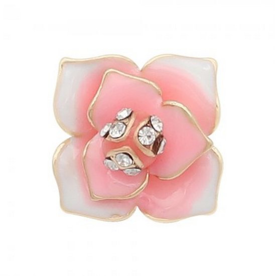 (image for) Snap Jewelry Mini 12mm Pink Enamel Flower 3D fits Petite Ginger Snaps Charms New - Click Image to Close