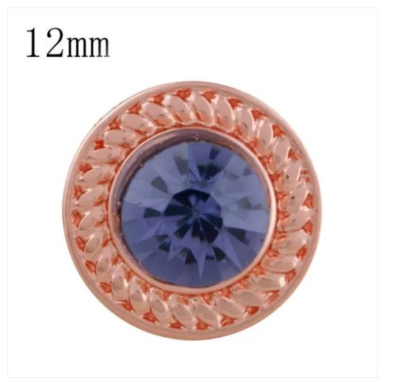 (image for) Mini 12mm Snap Jewelry Rose Gold Purple Halo Rhinestone fits Petite Ginger Charm - Click Image to Close