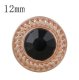 (image for) Mini 12mm Snap Jewelry Rose Gold Black Halo Rhinestone fits Petite Ginger Charm