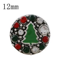 (image for) Mini Snap 12mm - Enamel & Rhinestone Christmas Tree Holiday
