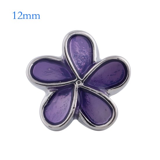 (image for) Mini 12mm Snap Jewelry Enamel Flower Purple - Click Image to Close