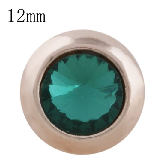 (image for) Mini 12mm Snap Jewelry Rose Gold Rhinestone Stud - Emerald Green - Click Image to Close