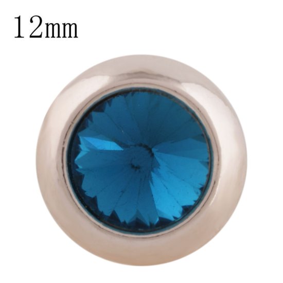 (image for) Mini 12mm Snap Jewelry Rose Gold Rhinestone Stud - Teal Blue - Click Image to Close