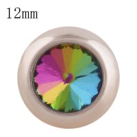 (image for) Mini 12mm Snap Jewelry Rose Gold Rhinestone Stud - Rainbow