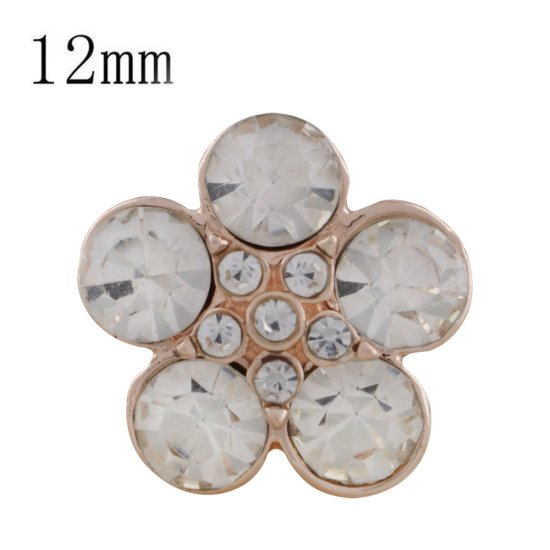 (image for) Mini 12mm Rhinestone Flower Snap - Clear - Click Image to Close