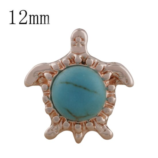 (image for) Mini 12mm Snap Jewelry Rose Gold Blue Turquoise Turtle fits Petite Ginger Charms - Click Image to Close