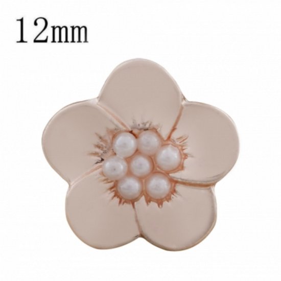 (image for) Mini Snap 12mm - Rose Gold-Tone Flower Beaded Center - Click Image to Close