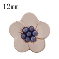 (image for) Mini Snap 12mm - Rose Gold-Tone Flower Purple Beaded Center