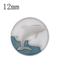(image for) Mini 12mm Snap Jewelry Enamel - Dolphin Jumping