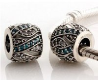 (image for) Charm 925 CZ Stone - Pave Barrel Teal & Clear
