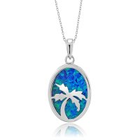 (image for) 925 - Sterling - Palm Tree Small Opal & silver Pendant
