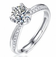 (image for) 1 CT D 6.5mm Moissanite Diamond Classic Engagement Ring ADJ