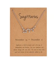 (image for) Silver Plated Constellation Crystal Zodiac Necklace -Sagittarius