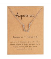 (image for) Silver Plated Constellation Crystal Zodiac Necklace - Aquarius