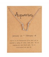 (image for) Silver Plated Constellation Crystal Zodiac Necklace - Aquarius