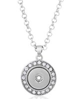 (image for) Mini Snap 12mm Stainless Rolo Rhinestone Halo Necklace 20" + 3"