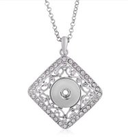 (image for) Snap Jewelry Tilted Square Rhinestone Scroll Stainless Necklace